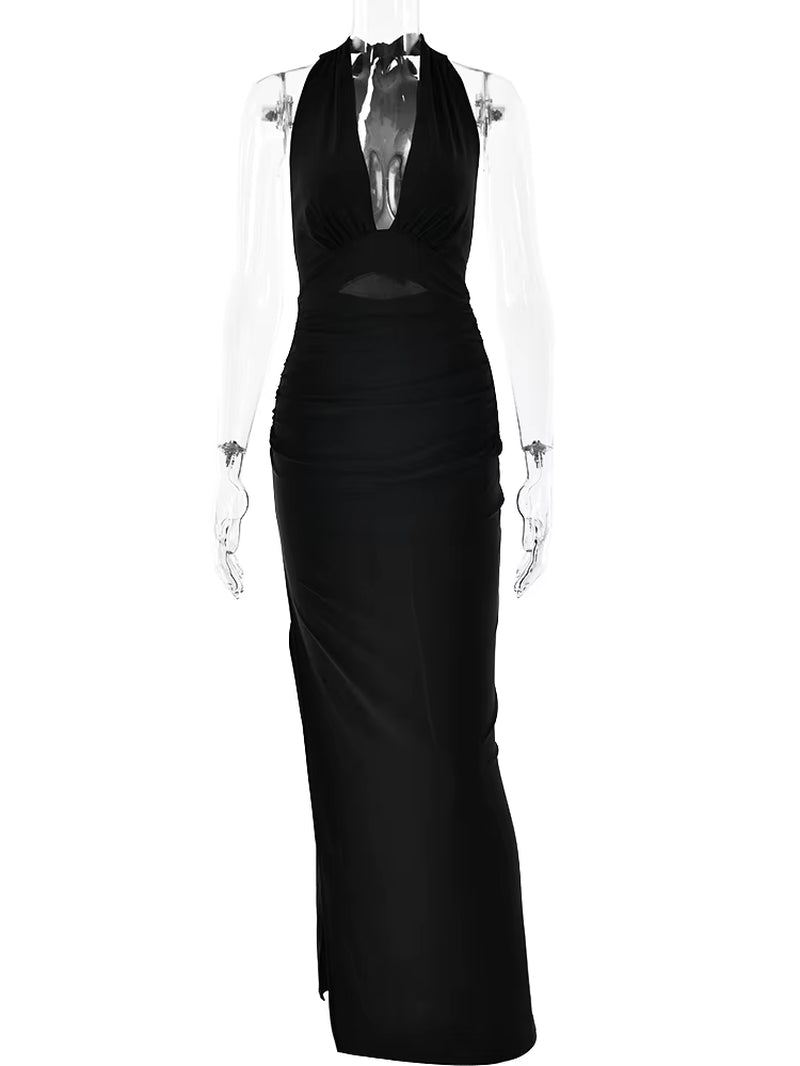 Sexy Backless High Slit Halter Women Maxi Dress- Elegant Party Classy